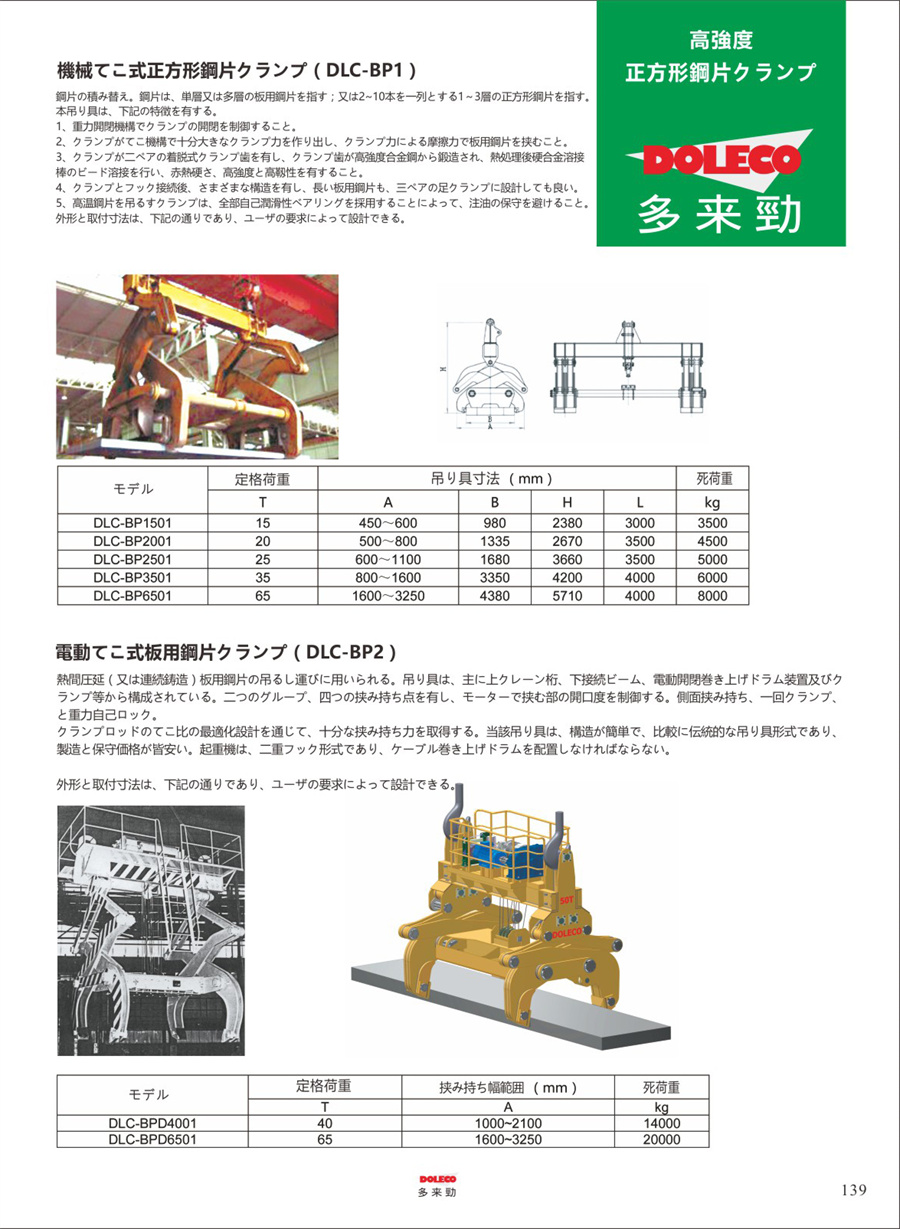 正方形ビレット、スラブ用治具